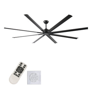 Industrial DC Motor Ceiling Fan, Large Ceiling Fan With 8 Reversible Blades, 5 Speed Remote Control, Home Or Commercial Ceiling Fans For Porch / Garage / Shop - Black by Couch.com