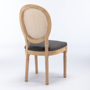 A&A Furniture French Style Solid Wood Frame Dining Chair Set of 2 - Gray