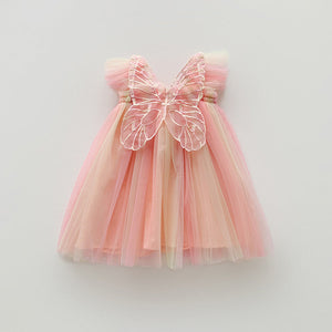 Rainbow Wings Mesh Girl Dress