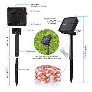 100 LEDs Solar String Lights Outdoor IP65 Waterproof Copper Wire String Lights Solar LED Fairy Lamps Wedding Party Festival by DirectDeals