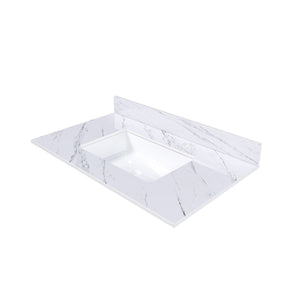 Bianco Carrara Venato Elegant Marble Vanity Top, Bathroom Vanity With Undermount Sink, Sintered Stone by Couch.com
