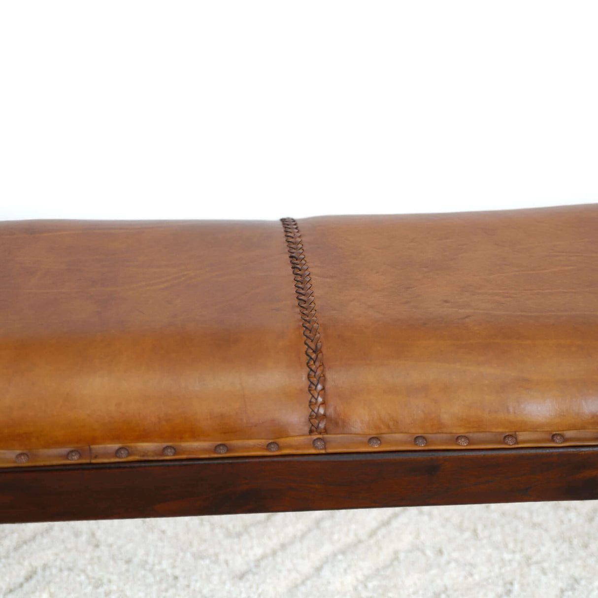Chad - Mid-Century Modern Leather Bench - Brown / Tan by Couch.com