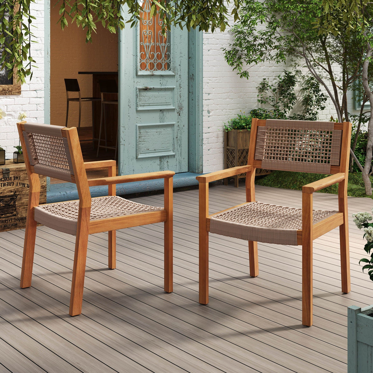 Outdoor Dining Patio Chairs (Set of 2)