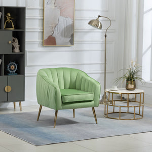 Velvet Accent Chair With Ottoman, Modern Tufted Barrel Chair Ottoman Set For Living Room Bedroom by Couch.com