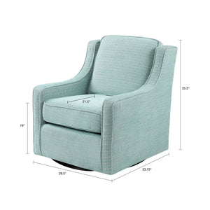 Swivel Chair With Foam Cushion / Black Metal Swivel - Dusty Aqua Chenille by Couch.com