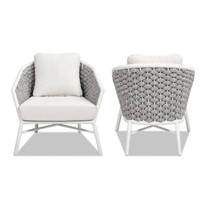 Rowan - Rope Barrel Back Patio Accent Arm Chair (Set of 2) - Optic White by Couch.com