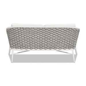 Couch.com Rowan Rope Barrel Back Patio Conversation Loveseat Sofa Optic White, Durable Design, Fabric Construction, White Finish by Couch.com