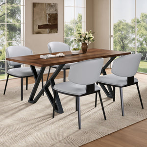 5 Pieces Modern Faux Leather And Metal Dining Set by Couch.com