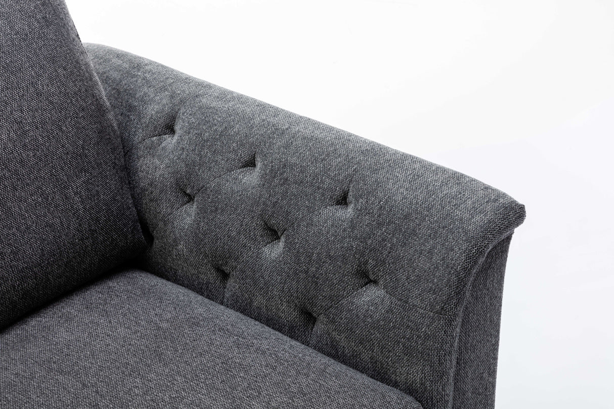 Stanton - Linen Chair With Tufted Arms - Dark Gray by Couch.com