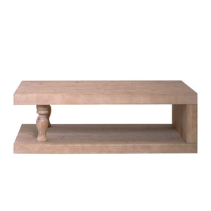 Rustic Solid Wood Coffee Table with Open Shelf – 47.2"