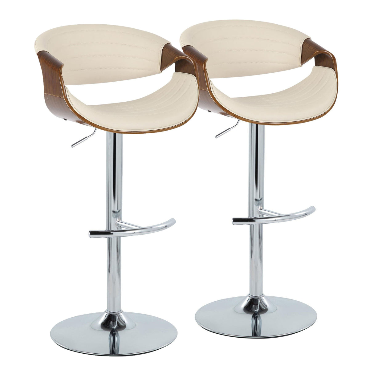 Symphony - Mid Century Modern Adjustable Barstool & Swivel With Rounded T Footrest (Set of 2) by Couch.com