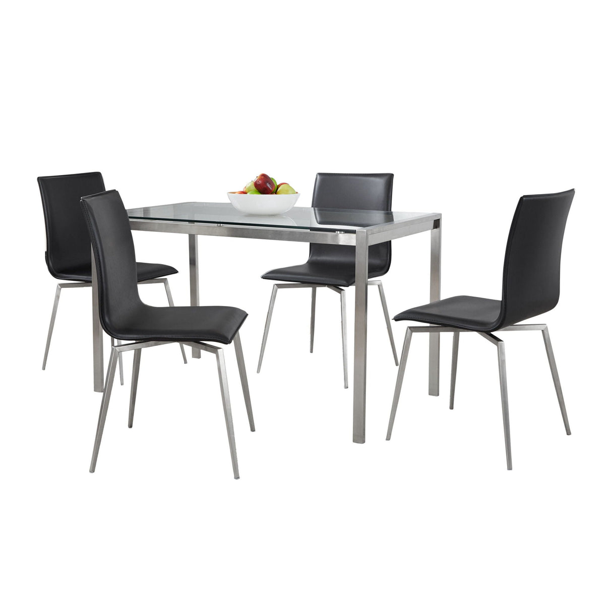 Fuji Mason - Upholstered Swivel Contemporary Dining Set Dining Set, Glass, 5 Piece by Couch.com