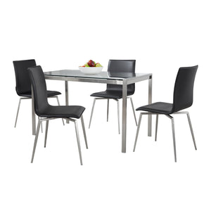 Fuji Mason - Upholstered Swivel Contemporary Dining Set Dining Set, Glass, 5 Piece by Couch.com