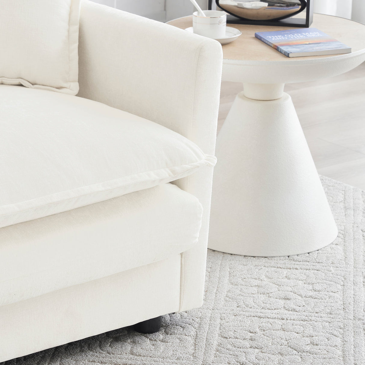 Mid-Century Modern Couch 3-Seater Sofa with Chenille Fabric