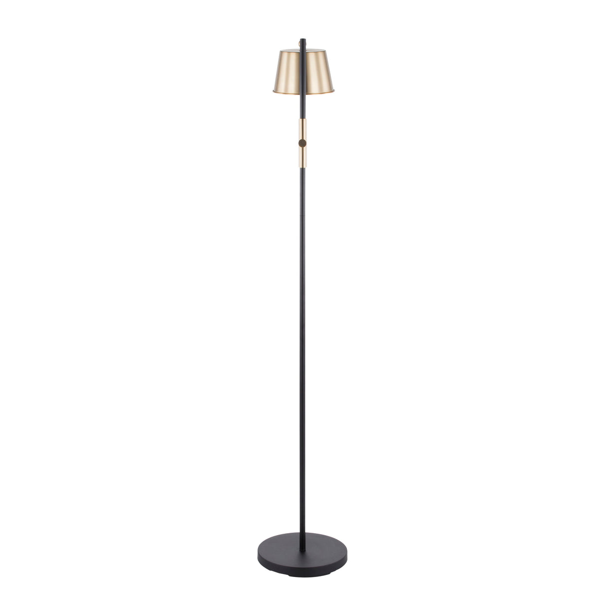 Metric Industrial Floor Lamp in Black and Antique Brass