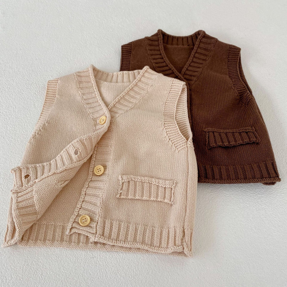 V-neck Cardigan Cotton Knit Sweater Vest Coat