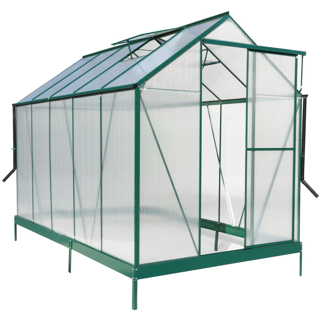 Polycarbonate Greenhouse, Heavy Duty Outdoor Aluminum Walk-In Green House Kit With Rain Gutter, Vent And Door For Backyard Garden by Couch.com