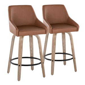 Hannah - Transitional Fixed Height Counter Stool With Swivel With Round Footrest (Set of 2) by Couch.com