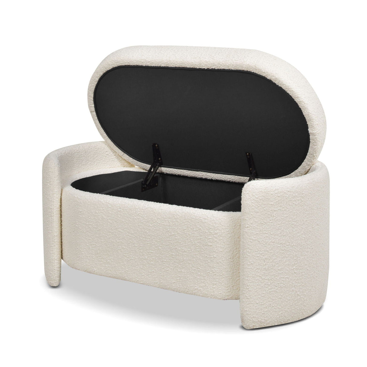 Fuji - Oval Storage Bench, Upholstered - Ivory White by Couch.com
