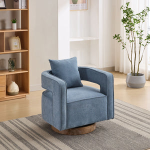 Swivel Accent Open Back Barrel Chair With Weathered Base by Couch.com
