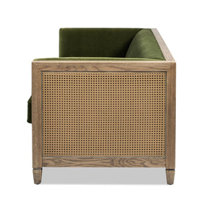 Georgia - Cane Tuxedo Sofa - Olive Green by Couch.com