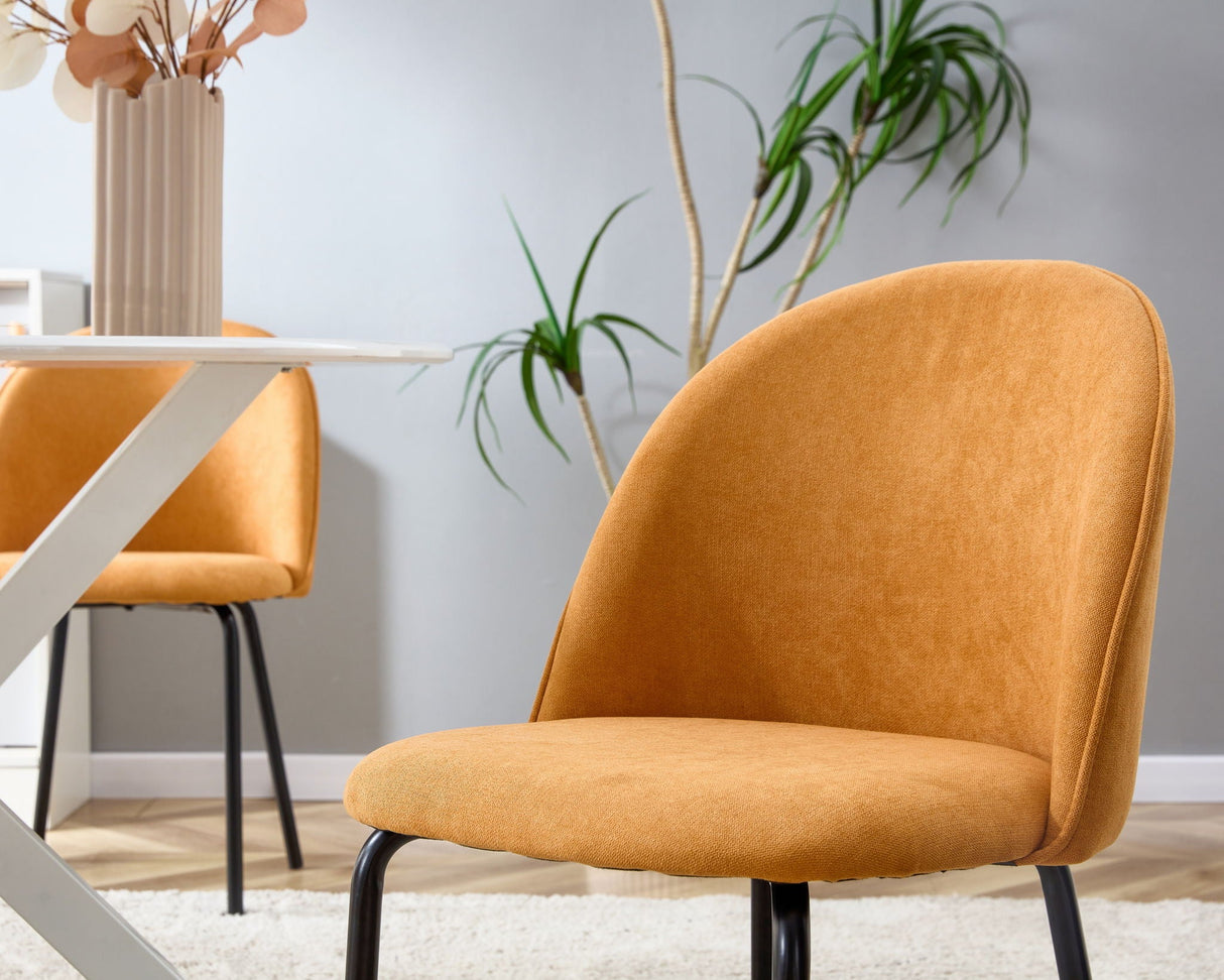 5 Pieces Dining Set, Table Metal Leg Mid-Century Dining Table For 4 - 6 People With MDF Table Top, Pedestal Dining Table, End Table Leisure Coffee Table - Burnt Orange by Couch.com