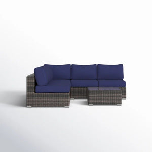Seating Set With Cushions Handcrafted Wicker Design