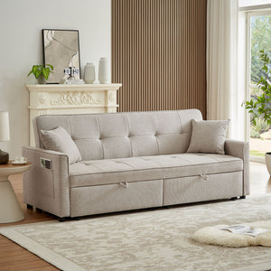 3 In 1 Convertible Sleeper Sofa Bed, Reclining Backrest, Pillows, Pockets by Couch.com