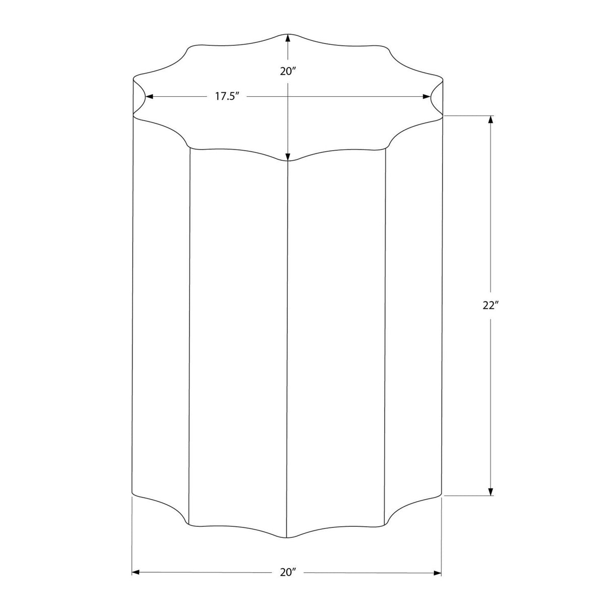 Drum Accent Side Table, Stylish Scalloped Design