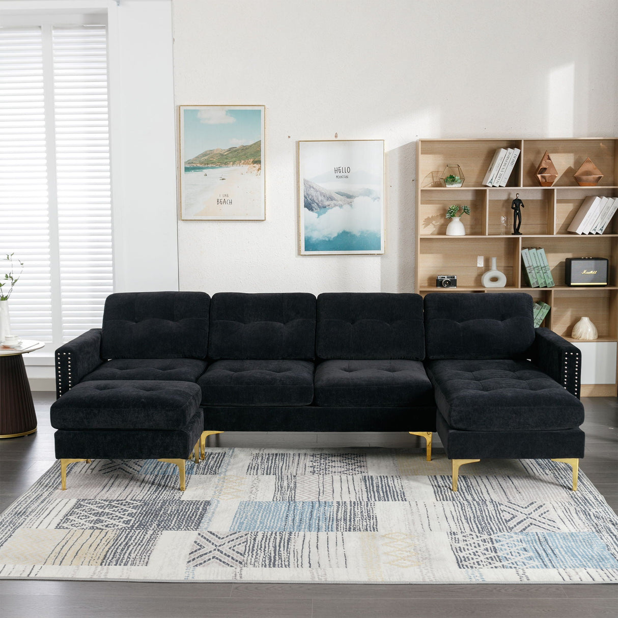 Modern L - Shape Convertible Sectional Sofa With Movable Ottoman by Couch.com