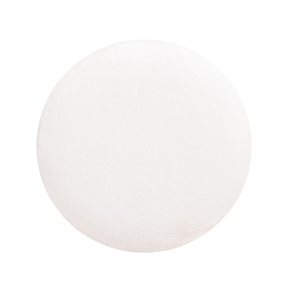 Tilly - Round Fur Upholstered / Burl Pouf Ottoman - White by Couch.com