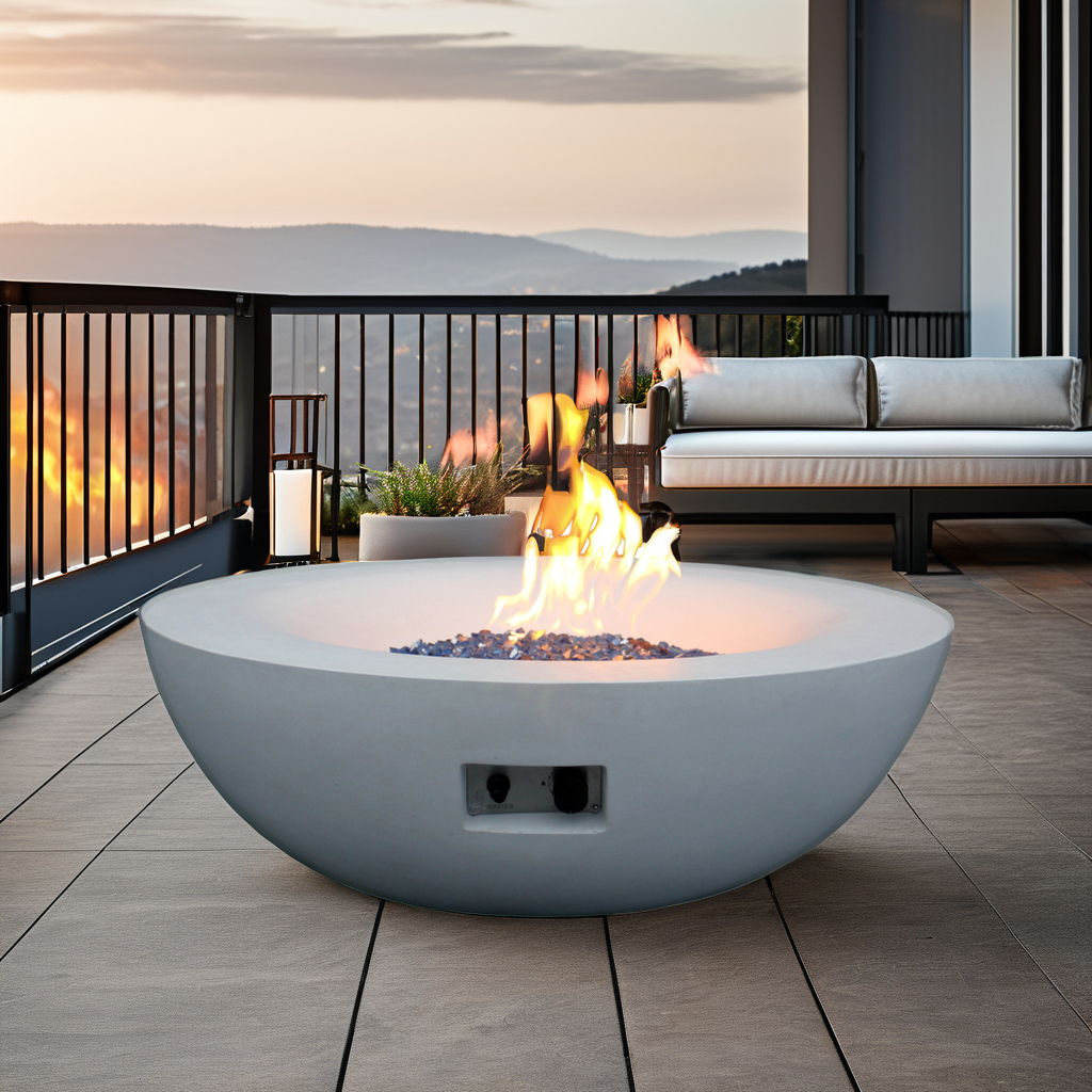 Outdoor Concrete Propane Gas Fire Pit Bowl by Couch.com