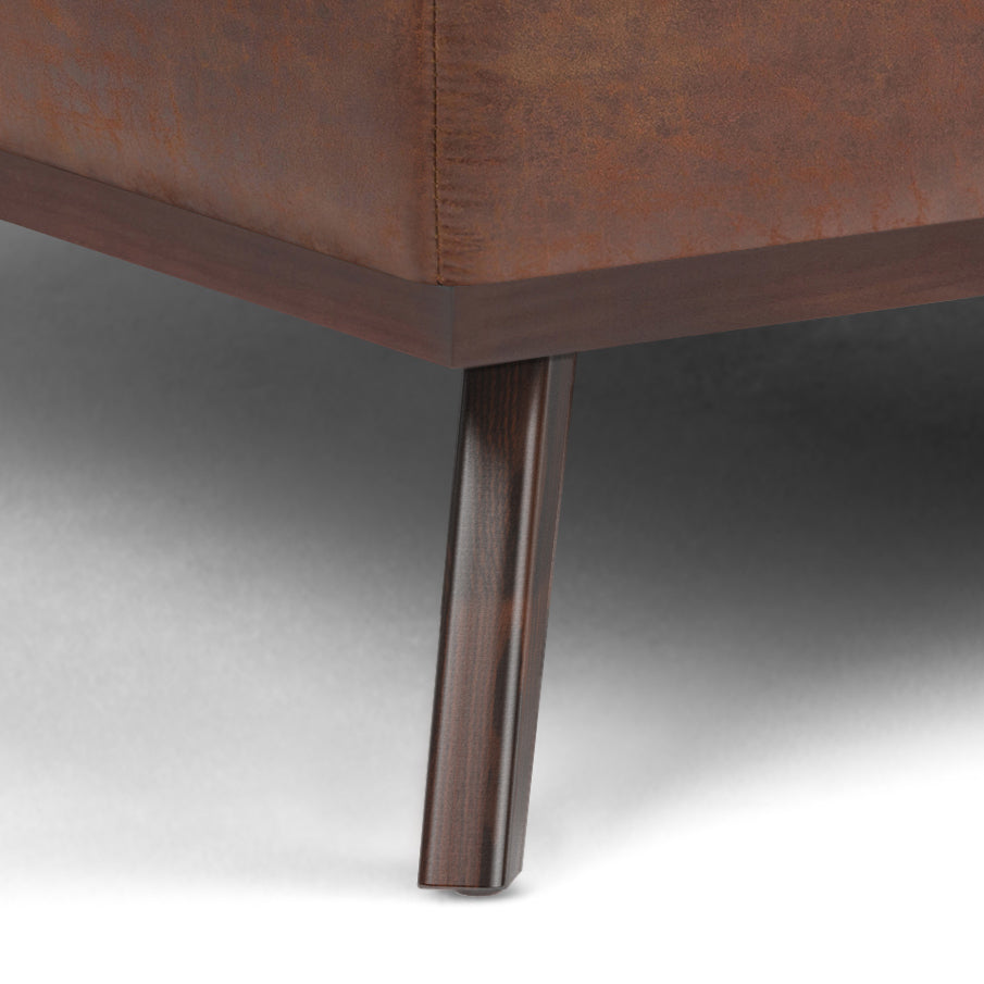 Owen XL Square Coffee Table Storage Ottoman - Distressed Saddle Brown