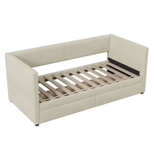 Corduroy Daybed With Two Drawers And Wood Slat by Couch.com