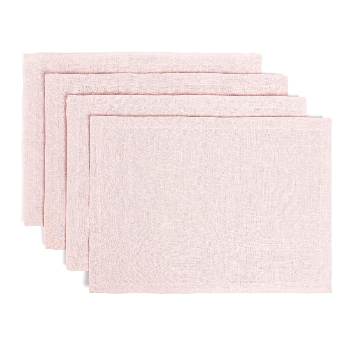 over&back Set of 4 Washed 100%-Linen Woven Placemats - Colorful Dining Table Mat - Machine Washable - Kitchen and Home Decor - Pink