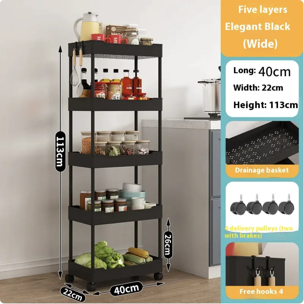 Multi-Tier Kitchen Floor Standing Storage Cart