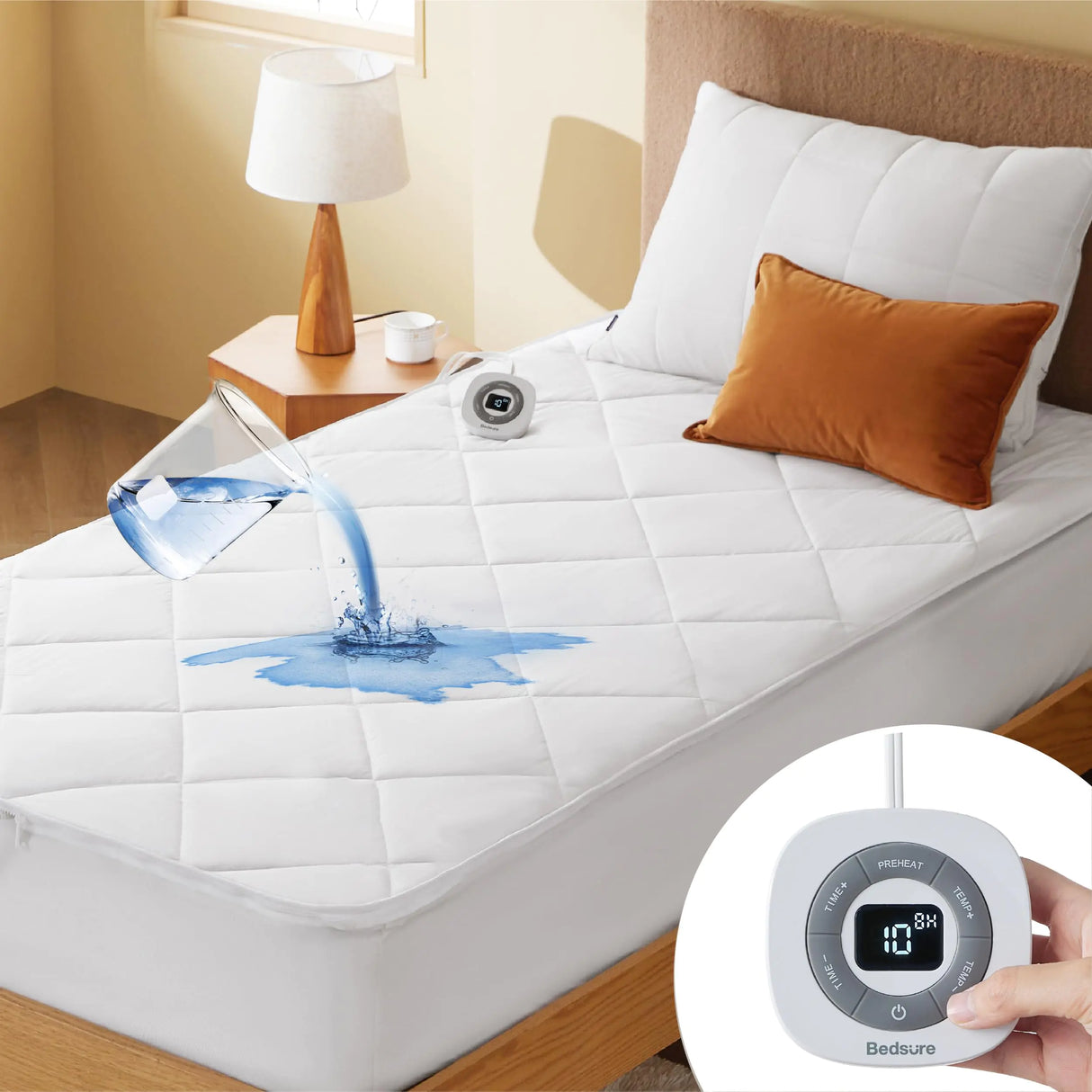 Bedsure Removable Heated Mattress Pad Full - Waterproof Bed Warmer with Memory & Preheat Function 12-Hour Timer & 10 Heat Settings Single Controller 8-H Auto-Off Electric Mattress Pad Full 54"x75"