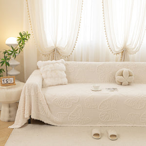 Luxury 3D Butterfly Jacquard Sofa Throw Blanket, Ultra-Soft Plush Fleece Couch Cover