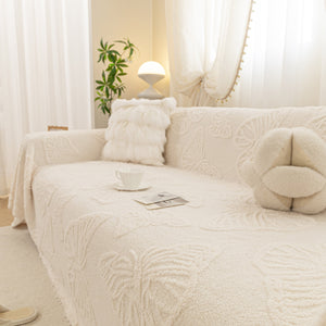 Luxury 3D Butterfly Jacquard Sofa Throw Blanket, Ultra-Soft Plush Fleece Couch Cover