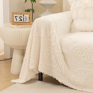 Luxury 3D Butterfly Jacquard Sofa Throw Blanket, Ultra-Soft Plush Fleece Couch Cover