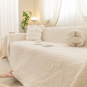 Luxury 3D Butterfly Jacquard Sofa Throw Blanket, Ultra-Soft Plush Fleece Couch Cover