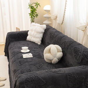 Luxury 3D Butterfly Jacquard Sofa Throw Blanket, Ultra-Soft Plush Fleece Couch Cover