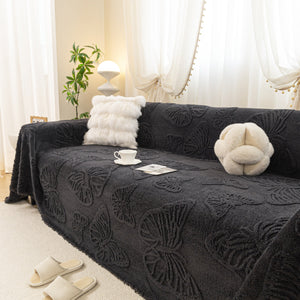 Luxury 3D Butterfly Jacquard Sofa Throw Blanket, Ultra-Soft Plush Fleece Couch Cover