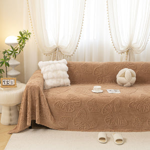 Luxury 3D Butterfly Jacquard Sofa Throw Blanket, Ultra-Soft Plush Fleece Couch Cover