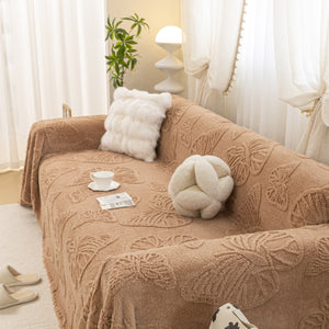 Luxury 3D Butterfly Jacquard Sofa Throw Blanket, Ultra-Soft Plush Fleece Couch Cover