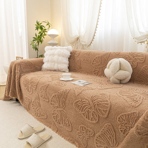 Luxury 3D Butterfly Jacquard Sofa Throw Blanket, Ultra-Soft Plush Fleece Couch Cover