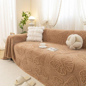 Luxury 3D Butterfly Jacquard Sofa Throw Blanket, Ultra-Soft Plush Fleece Couch Cover