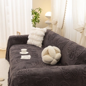 Luxury 3D Butterfly Jacquard Sofa Throw Blanket, Ultra-Soft Plush Fleece Couch Cover