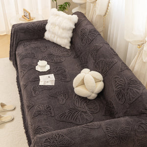 Luxury 3D Butterfly Jacquard Sofa Throw Blanket, Ultra-Soft Plush Fleece Couch Cover