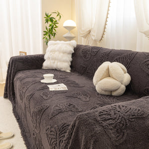 Luxury 3D Butterfly Jacquard Sofa Throw Blanket, Ultra-Soft Plush Fleece Couch Cover